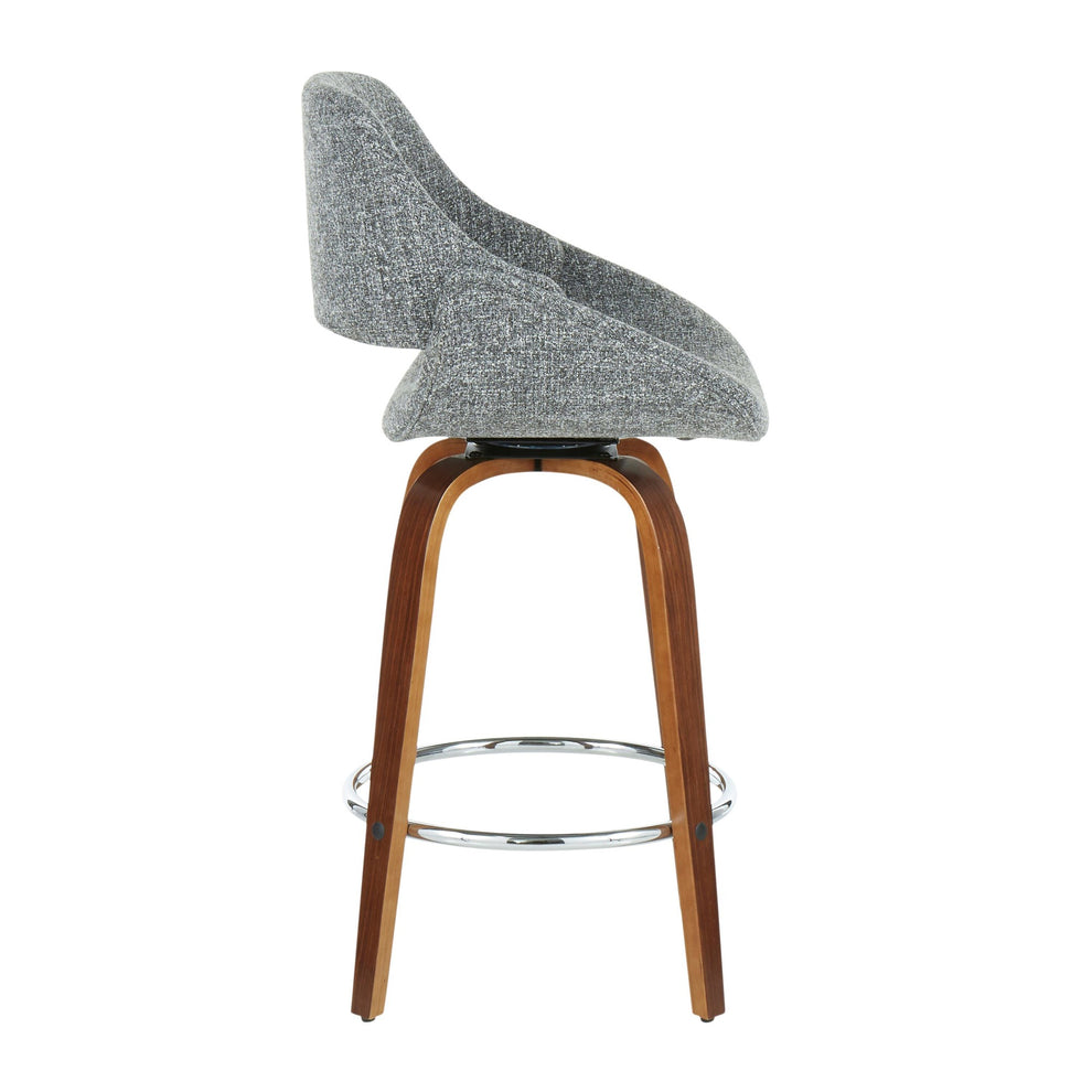 Fabrico Mid-Century Modern Counter Stool in Walnut and Blue Noise Fabric By LumiSource - Set of 2 | Counter Stools | Modishstore - 31