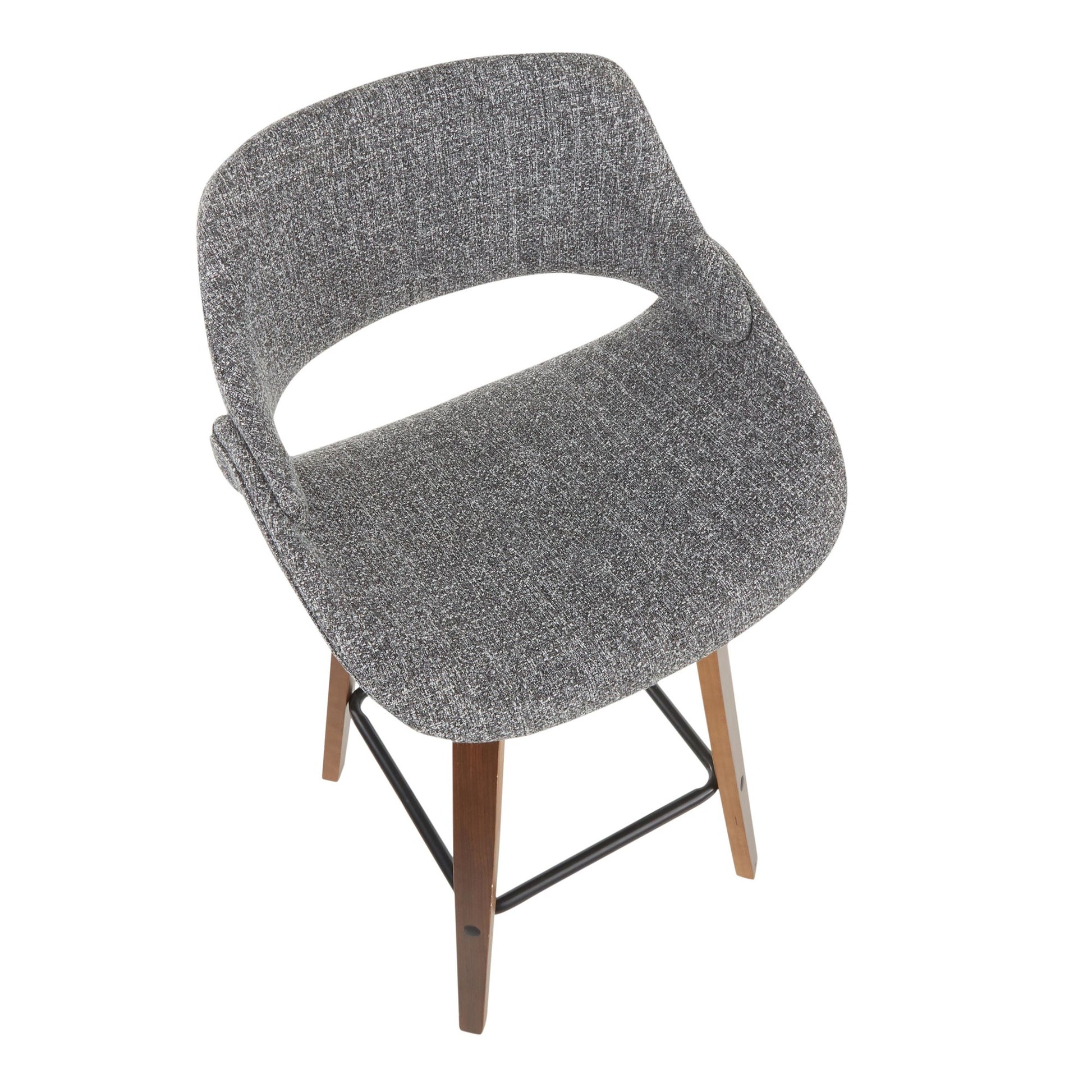 Fabrico Mid-Century Modern Counter Stool in Walnut and Blue Noise Fabric By LumiSource - Set of 2 | Counter Stools | Modishstore - 24