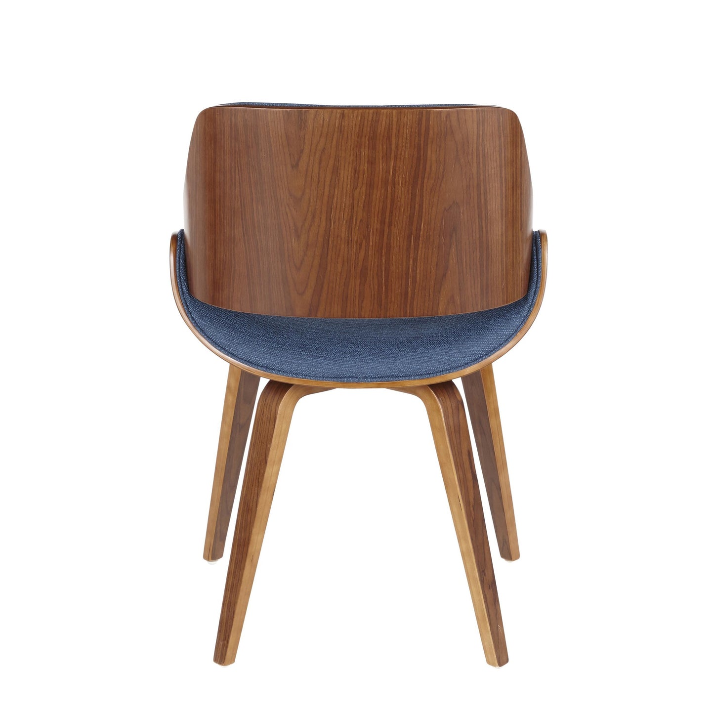 LumiSource Fabrizzi Chair Walnut Wood, Blue Fabric Fabric, Foam, Wood Cushioned Backrest And Seat Upholstered In Fabric Bentwood Seat Back | Dining Chairs | Modishstore - 4