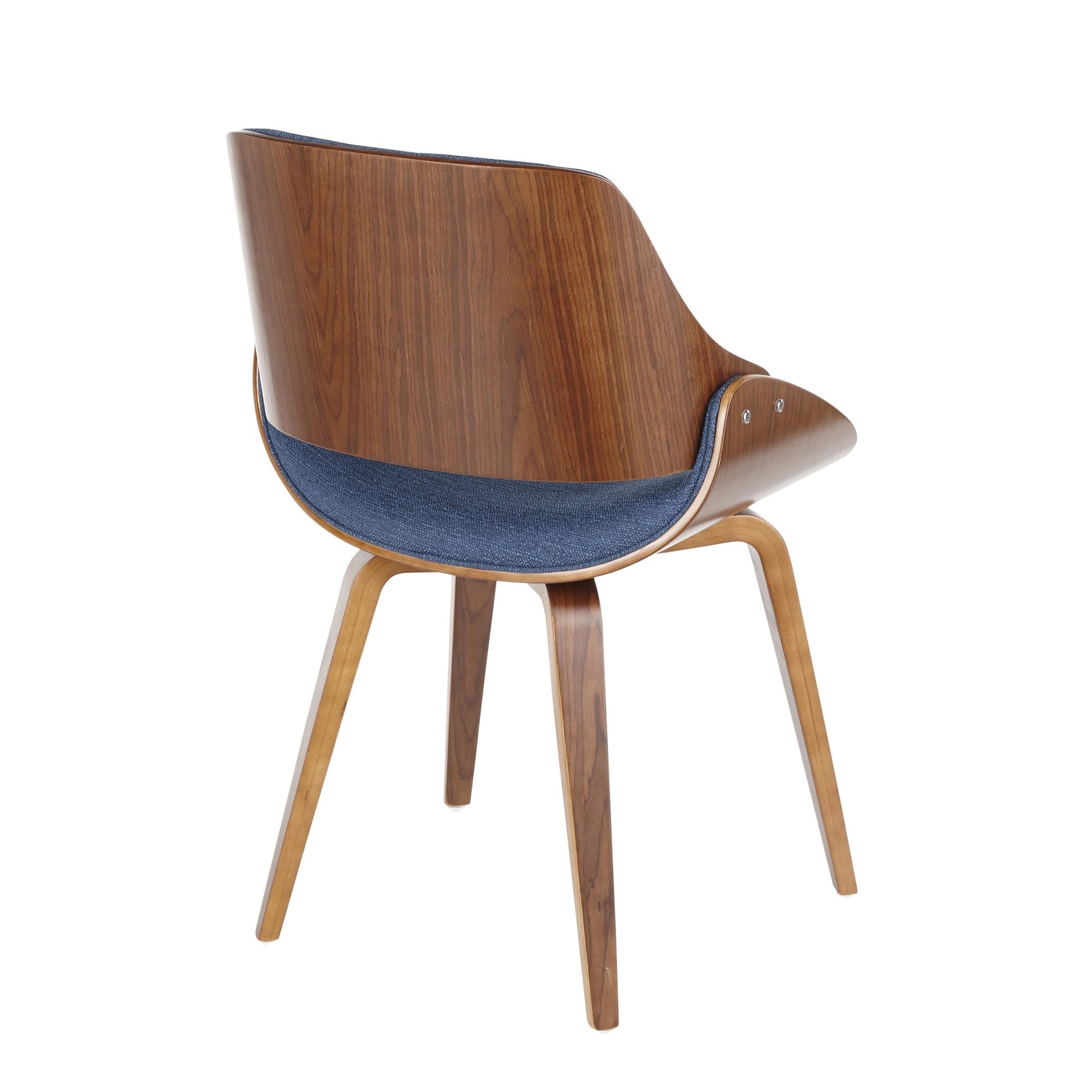 LumiSource Fabrizzi Chair Walnut Wood, Blue Fabric Fabric, Foam, Wood Cushioned Backrest And Seat Upholstered In Fabric Bentwood Seat Back | Dining Chairs | Modishstore - 5
