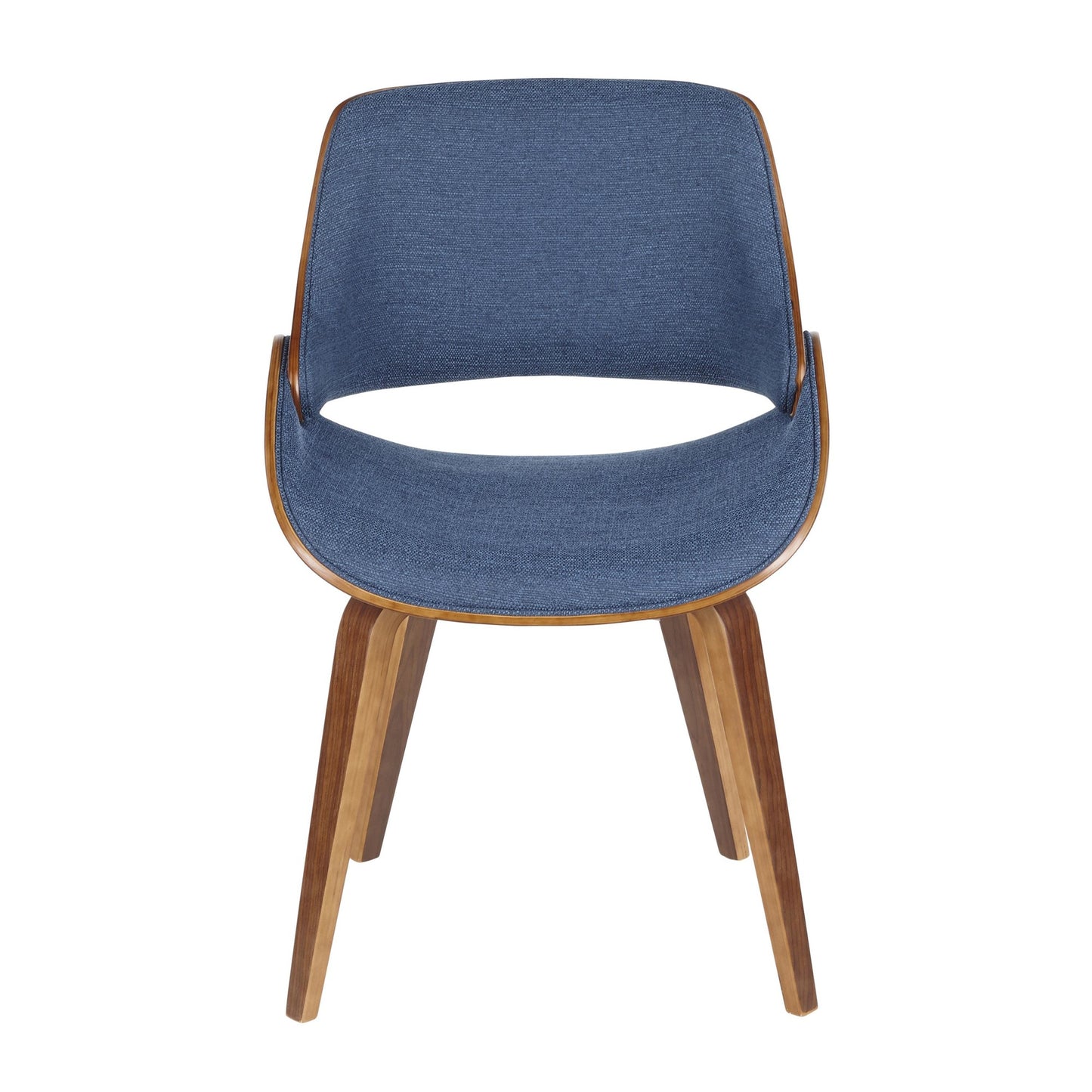 LumiSource Fabrizzi Chair Walnut Wood, Blue Fabric Fabric, Foam, Wood Cushioned Backrest And Seat Upholstered In Fabric Bentwood Seat Back | Dining Chairs | Modishstore - 3