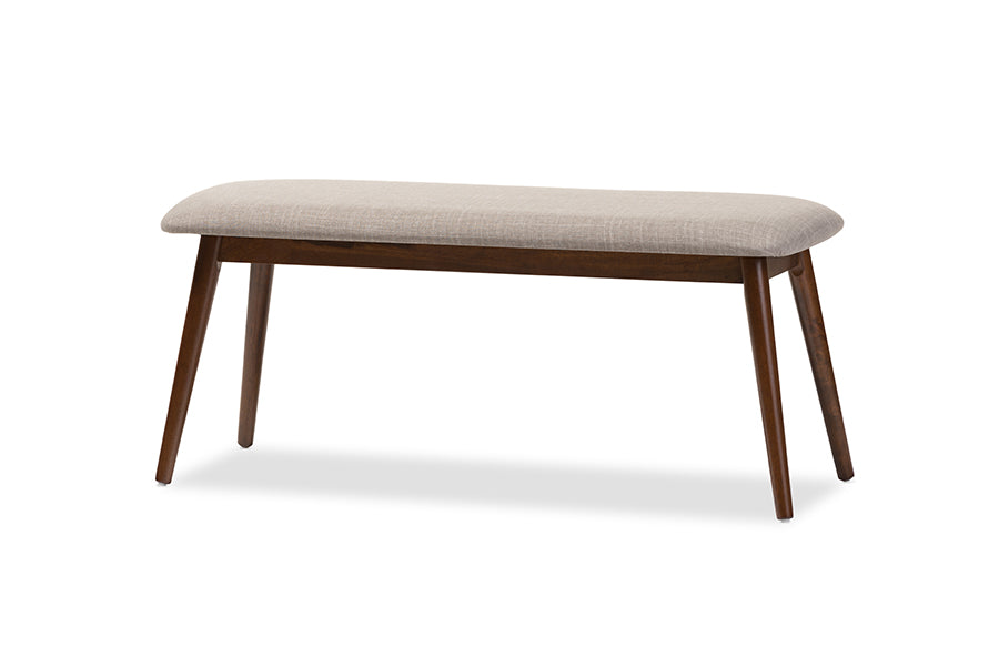 baxton studio flora mid century modern light grey fabric and oak medium brown finishing wood 6 piece dining set | Modish Furniture Store-2
