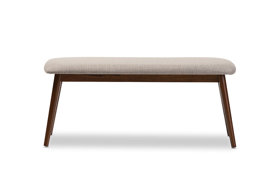 baxton studio flora mid century modern light grey fabric and oak medium brown finishing wood 6 piece dining set | Modish Furniture Store-3