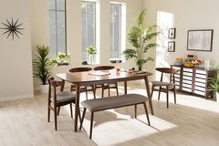 Baxton Studio Flora Mid-Century Modern Light Grey Fabric and 