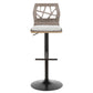 Folia Mid-Century Modern Adjustable Barstool with Swivel in Black Metal, Light Grey Wood and Light Grey Fabric By LumiSource - Set of 2 | Bar Stools | Modishstore - 4