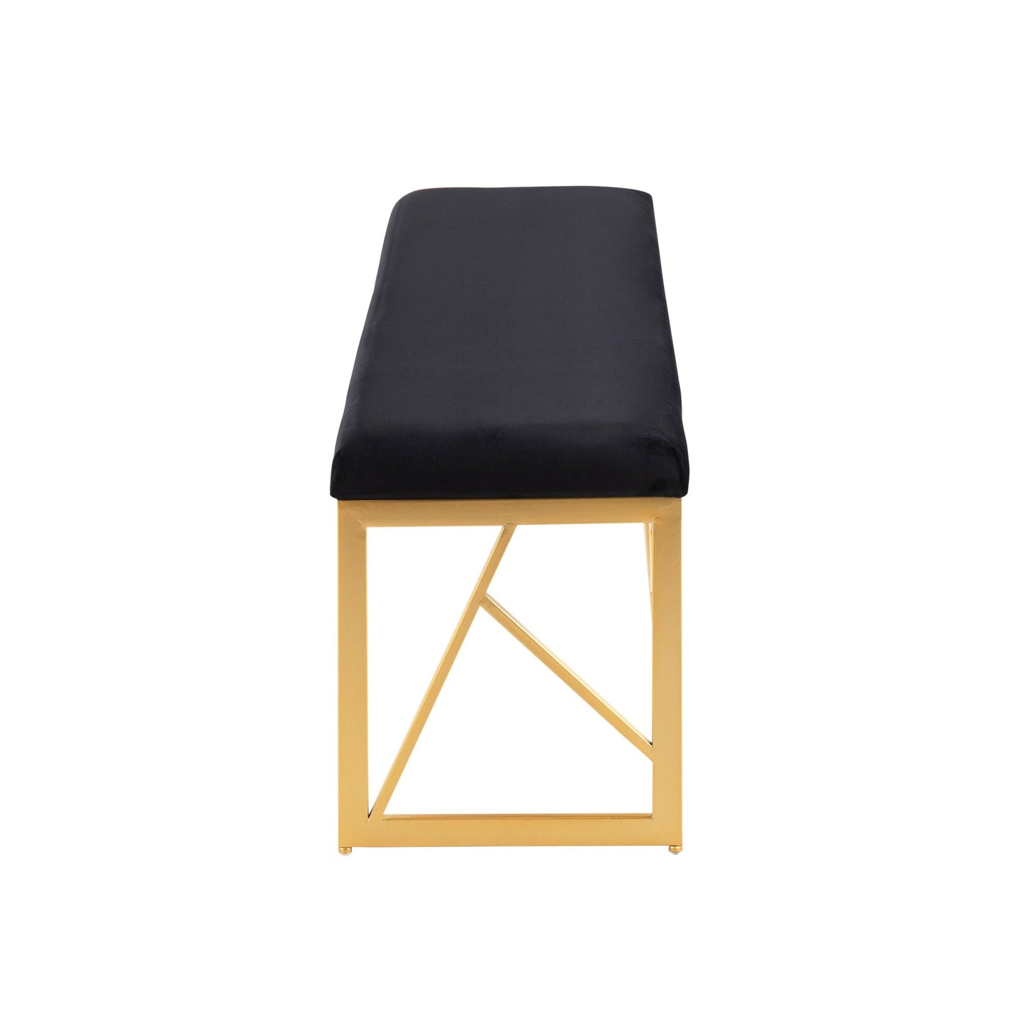 Folia Glam Metal Bench in Gold Steel and Black Velvet By LumiSource | Dining Chairs | Modishstore - 4