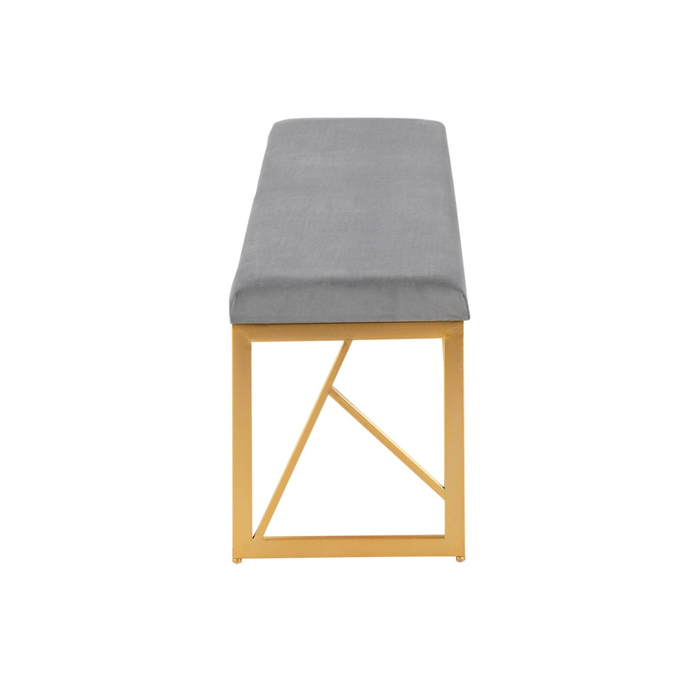 Folia Glam Metal Bench in Gold Steel and Black Velvet By LumiSource | Dining Chairs | Modishstore - 11