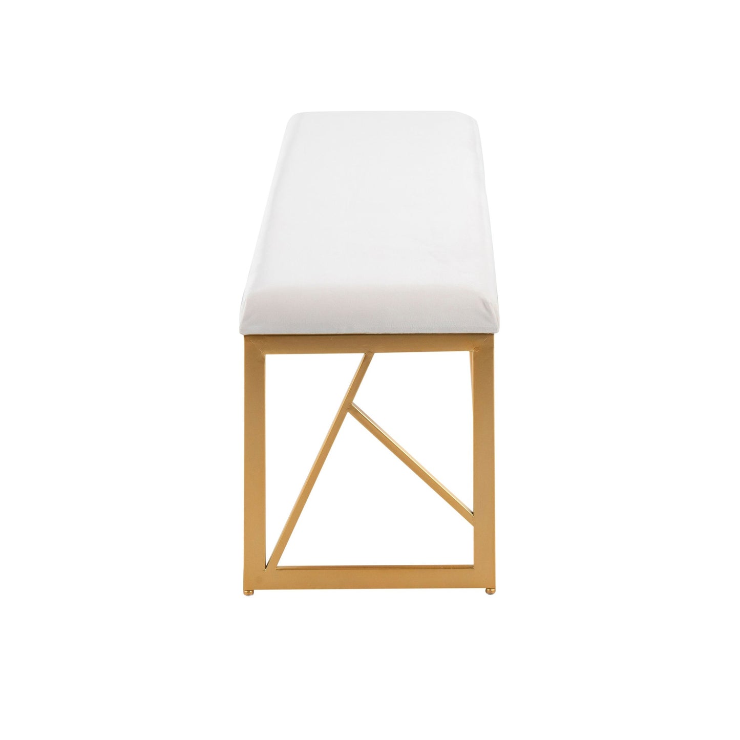 Folia Glam Metal Bench in Gold Steel and Black Velvet By LumiSource | Dining Chairs | Modishstore - 18