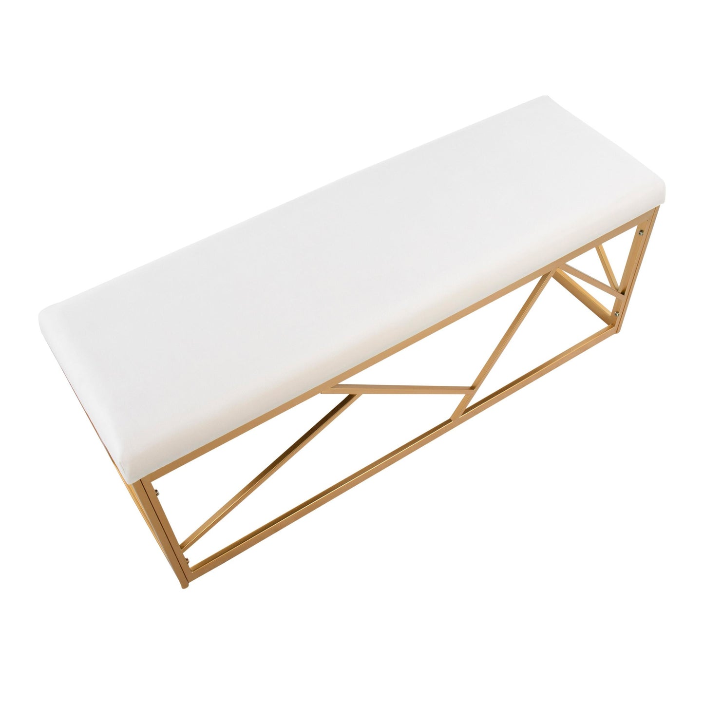 Folia Glam Metal Bench in Gold Steel and Black Velvet By LumiSource | Dining Chairs | Modishstore - 16