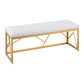 Folia Glam Metal Bench in Gold Steel and White Faux Leather By LumiSource | Dining Chairs | Modishstore