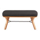 Folia Mid-Century Modern Bench in Natural Wood and Charcoal Fabric By LumiSource | Benches | Modishstore - 5