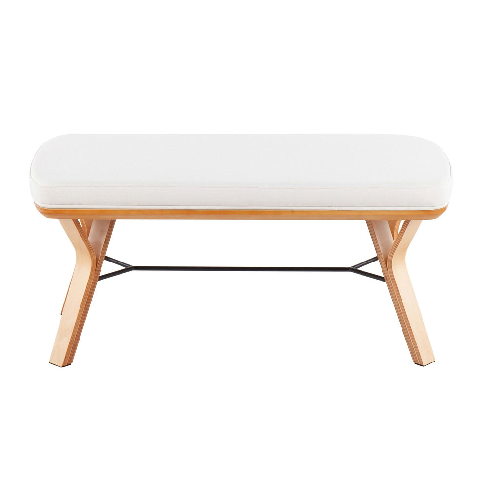 Folia Mid-Century Modern Bench in Natural Wood and Charcoal Fabric By LumiSource | Benches | Modishstore - 14