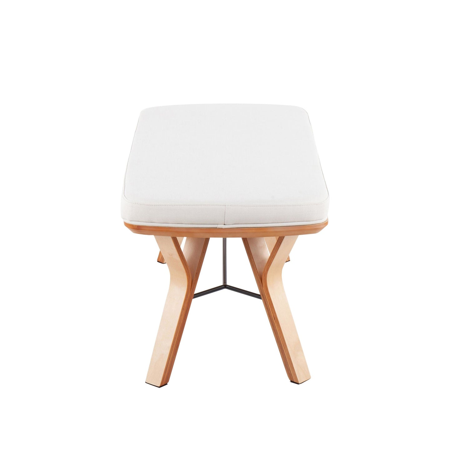 Folia Mid-Century Modern Bench in Natural Wood and Charcoal Fabric By LumiSource | Benches | Modishstore - 12