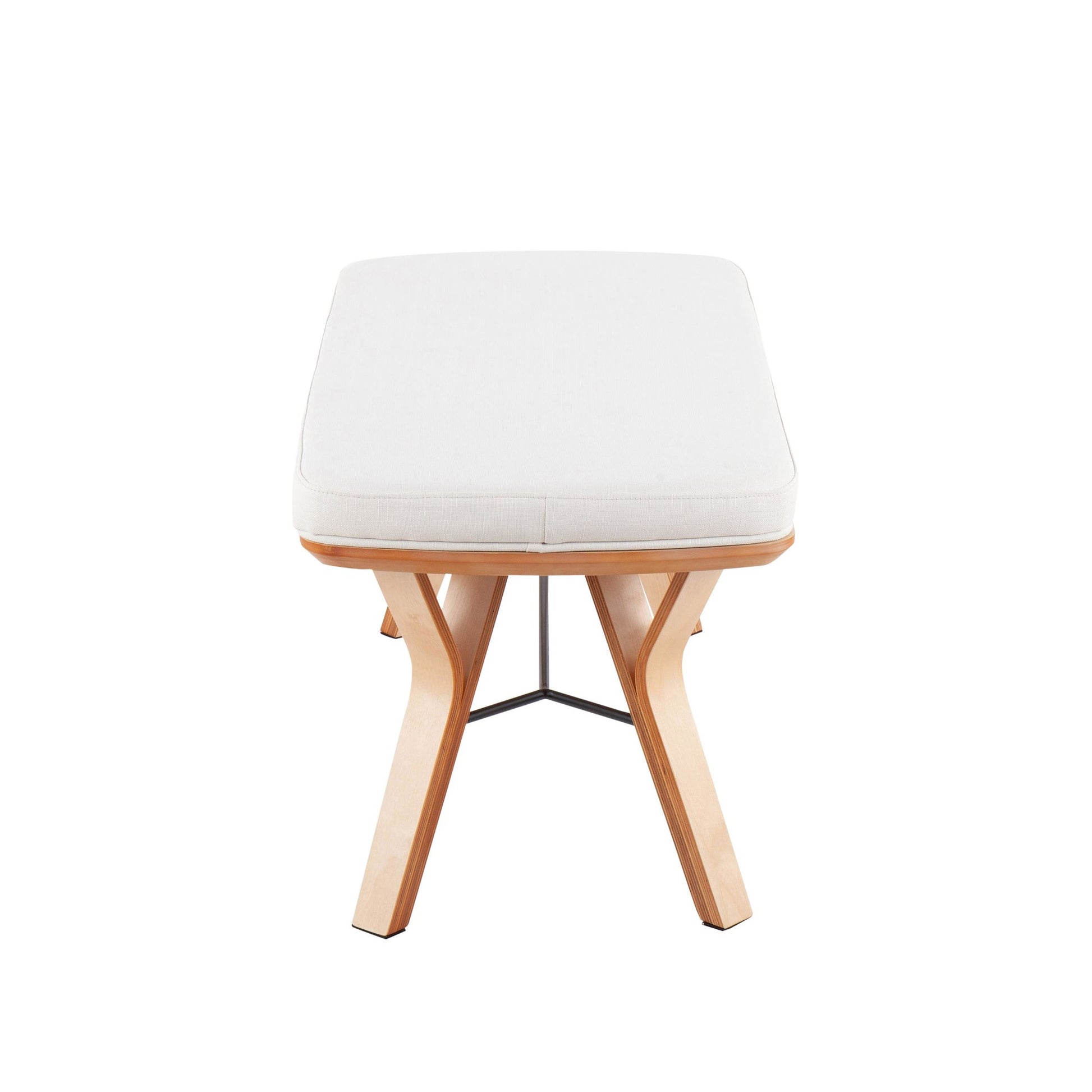 Folia Mid-Century Modern Bench in Natural Wood and Charcoal Fabric By LumiSource | Benches | Modishstore - 12