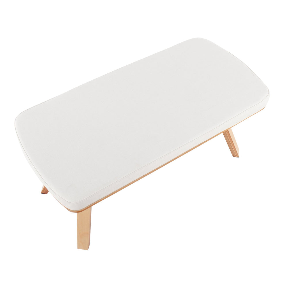 Folia Mid-Century Modern Bench in Natural Wood and Charcoal Fabric By LumiSource | Benches | Modishstore - 15