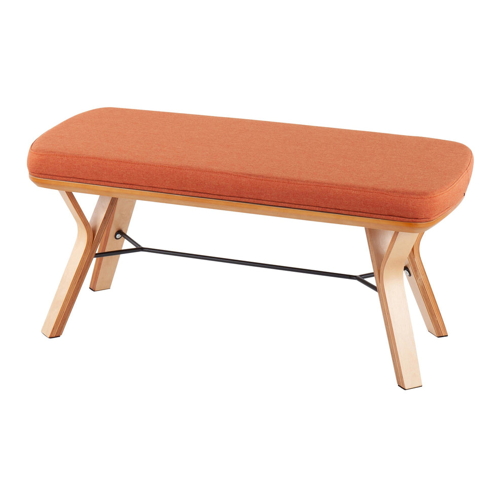Folia Mid-Century Modern Bench in Natural Wood and Charcoal Fabric By LumiSource | Benches | Modishstore - 20