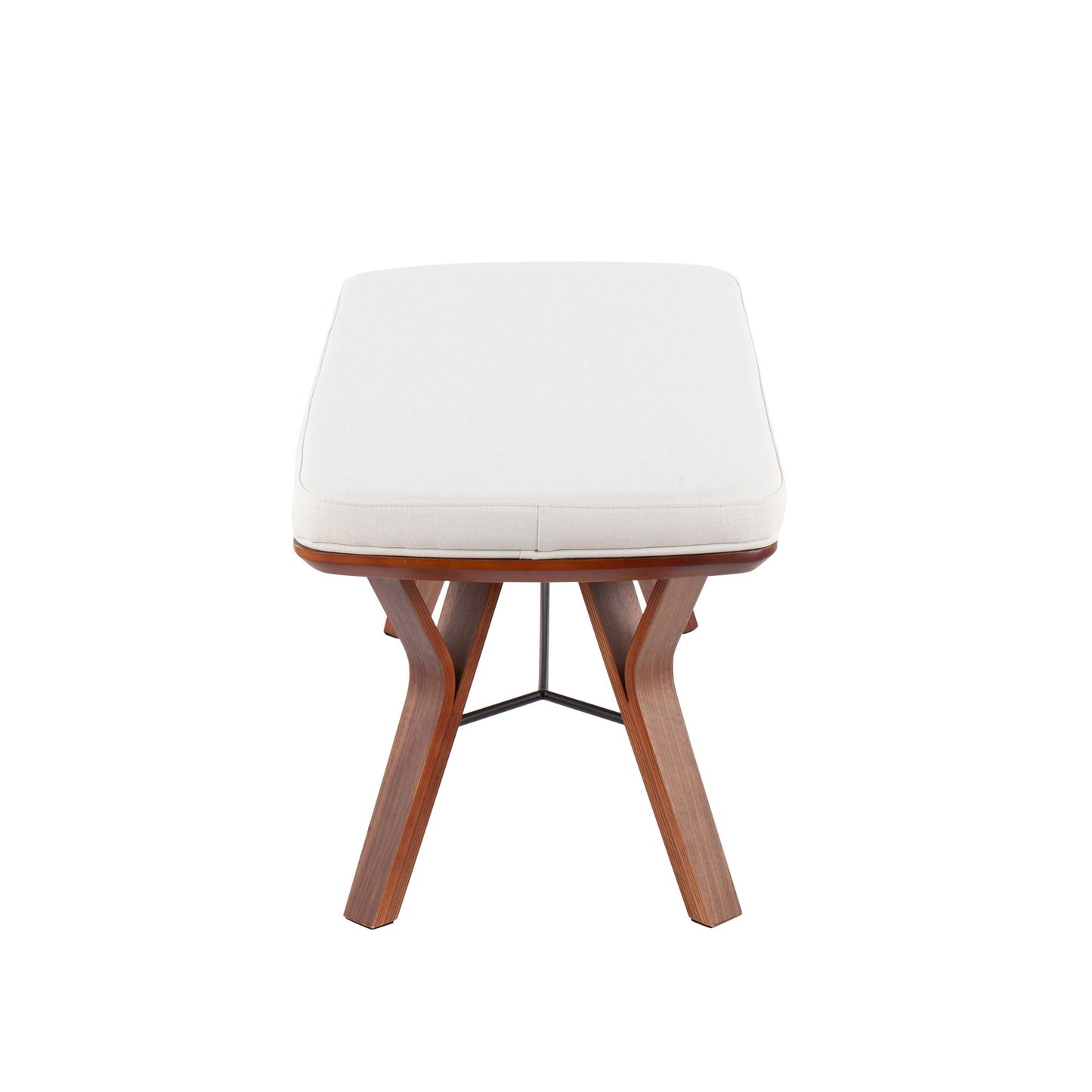 Folia Mid-Century Modern Bench in Walnut Wood and Charcoal Fabric By LumiSource | Benches | Modishstore - 12