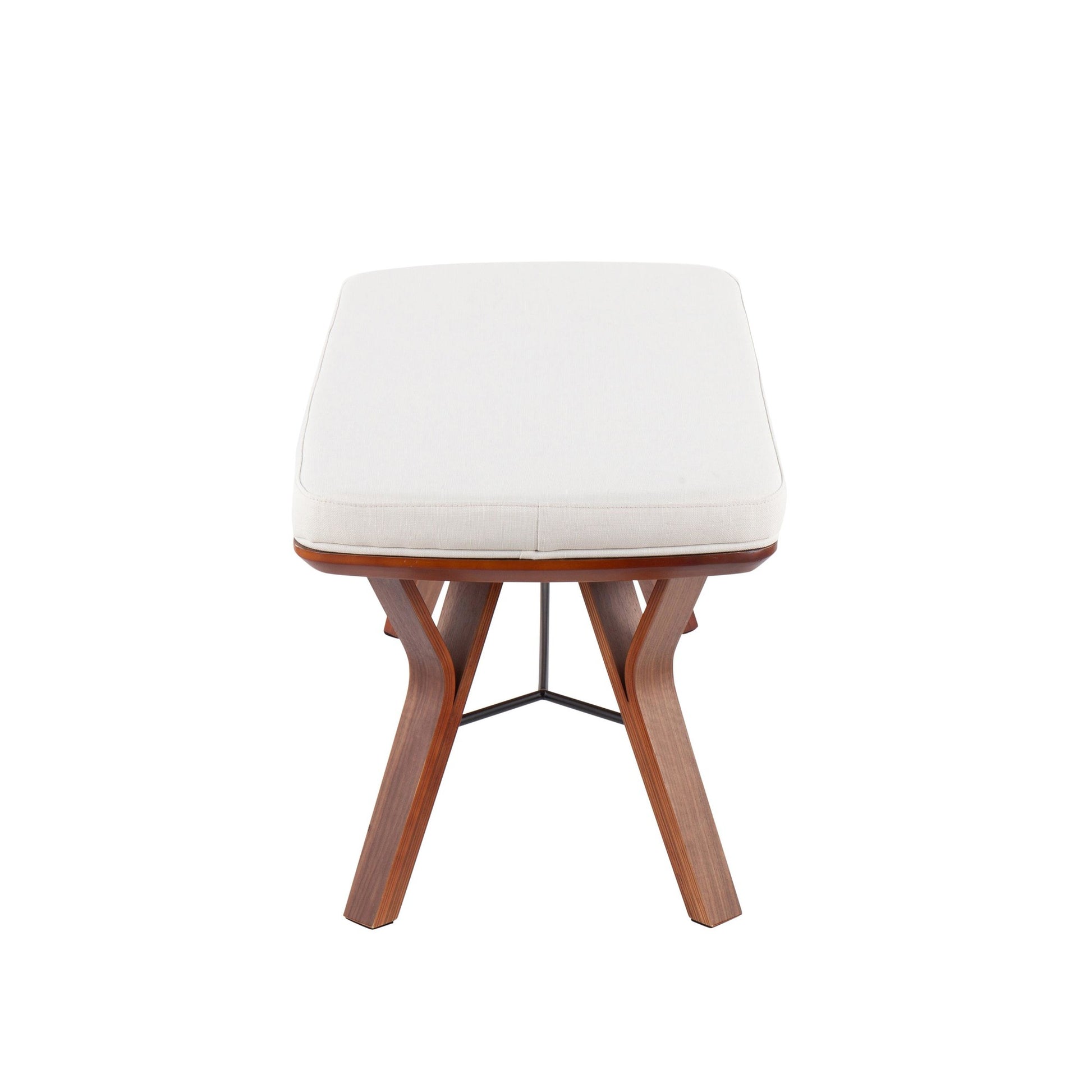 Folia Mid-Century Modern Bench in Walnut Wood and Charcoal Fabric By LumiSource | Benches | Modishstore - 12