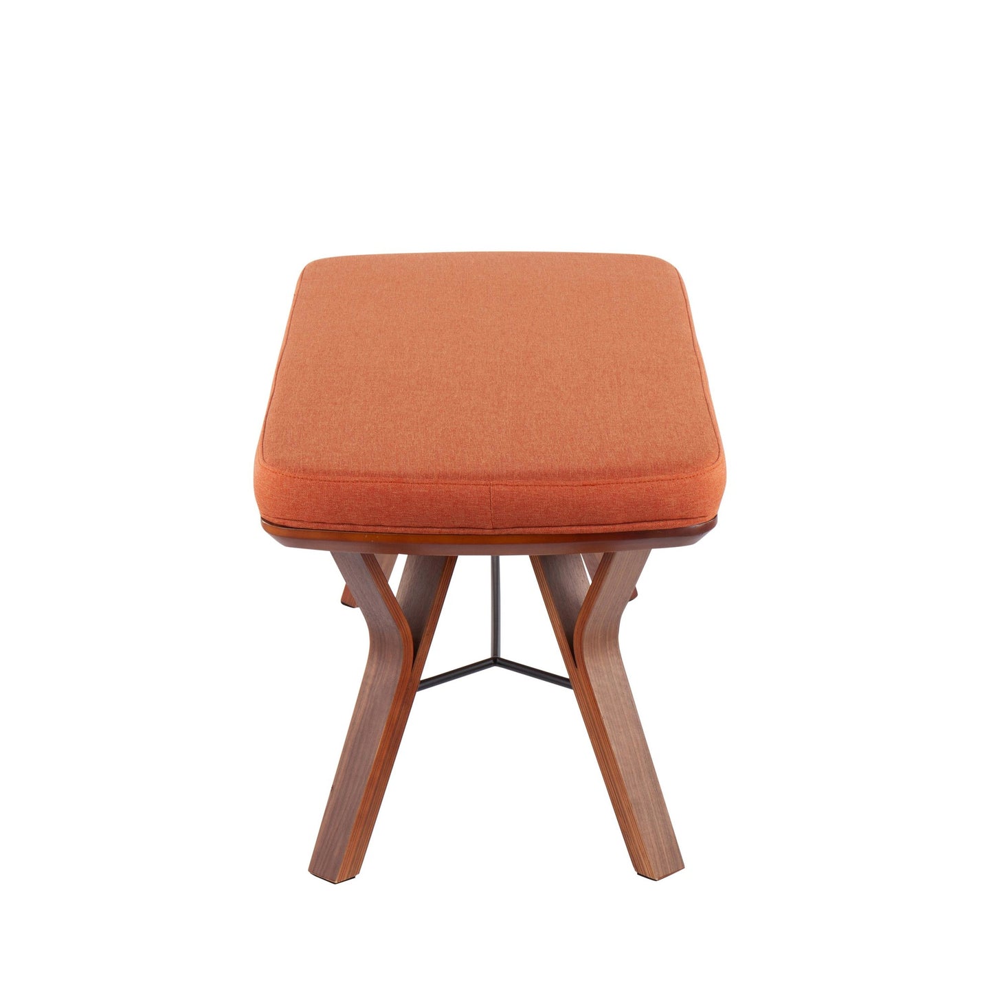 Folia Mid-Century Modern Bench in Walnut Wood and Charcoal Fabric By LumiSource | Benches | Modishstore - 20