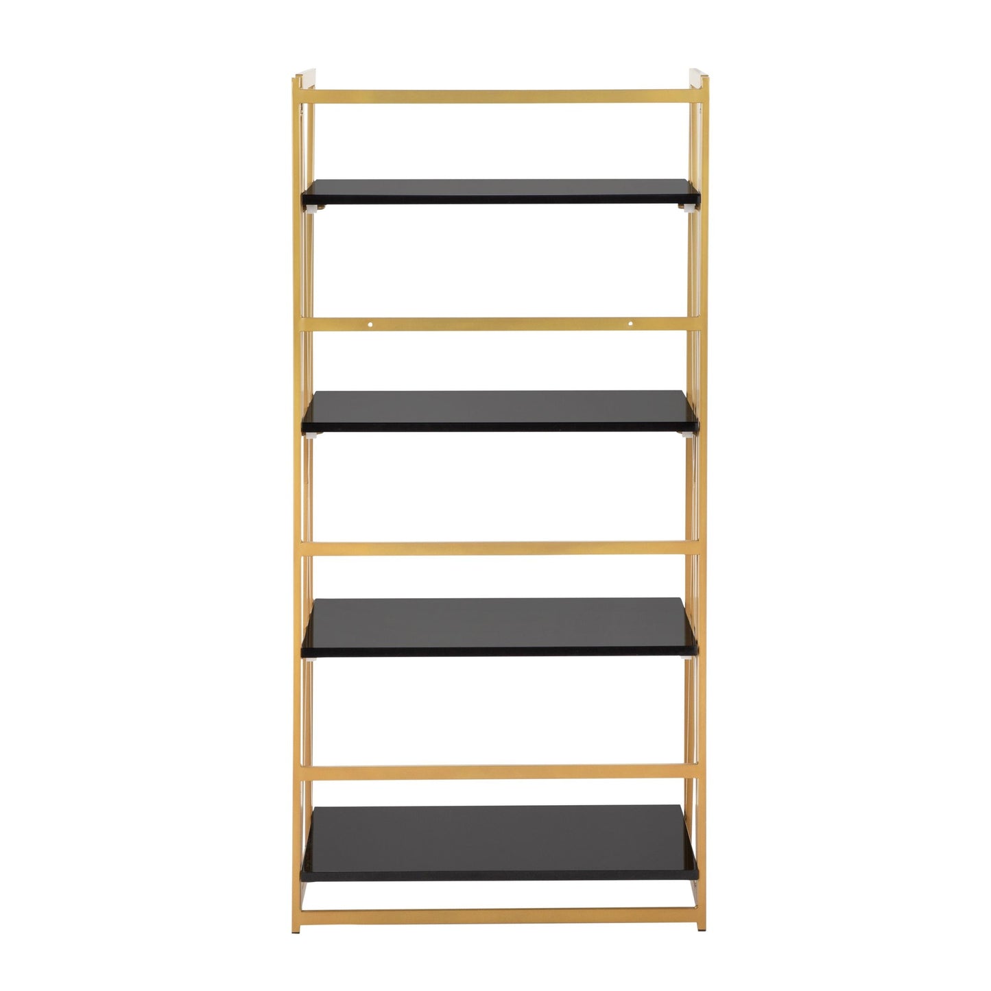 Folia Contemporary Bookcase in Gold Metal and Black Wood By LumiSource | Bookcases | Modishstore - 6