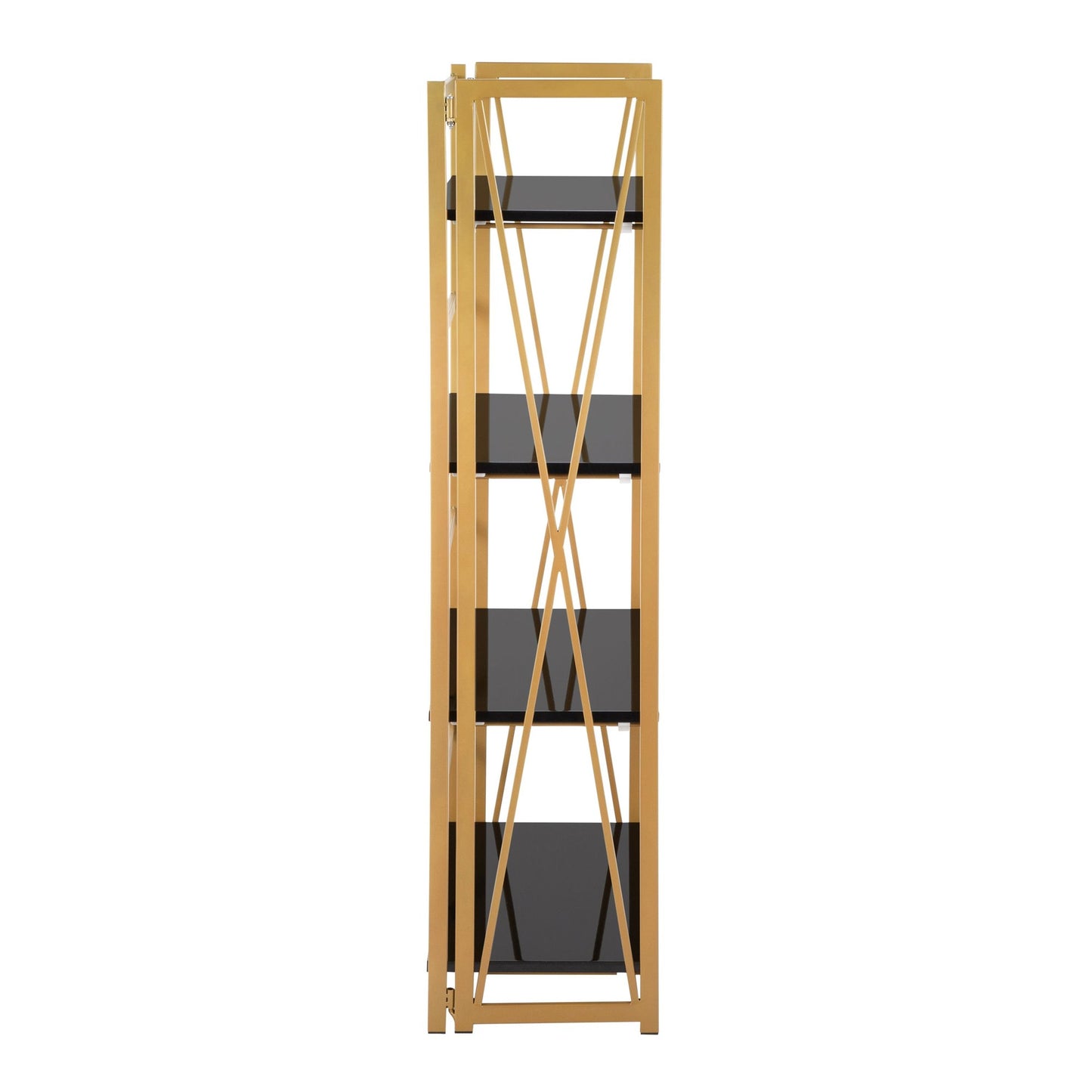 Folia Contemporary Bookcase in Gold Metal and Black Wood By LumiSource | Bookcases | Modishstore - 4