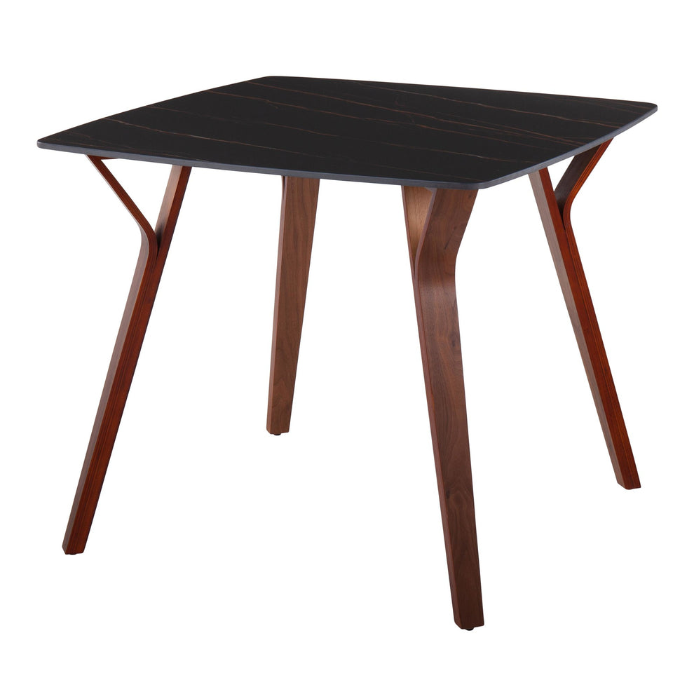 Folia Mid-Century Modern Dinette Table in Walnut Wood and Black Textured Marble By LumiSource | Dining Tables | Modishstore - 4