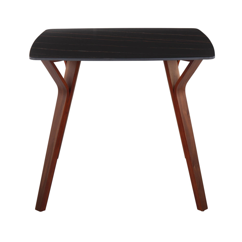 Folia Mid-Century Modern Dinette Table in Walnut Wood and Black Textured Marble By LumiSource | Dining Tables | Modishstore - 5