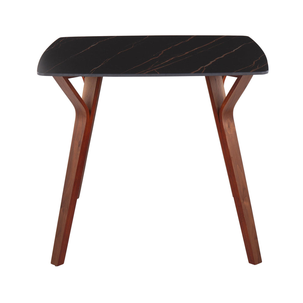 Folia Mid-Century Modern Dinette Table in Walnut Wood and Black Textured Marble By LumiSource | Dining Tables | Modishstore - 3