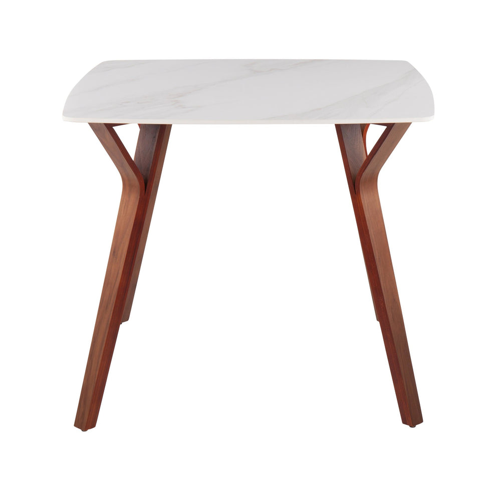 Folia Mid-Century Modern Dinette Table in Walnut Wood and White Textured Marble By LumiSource | Dining Tables | Modishstore - 5