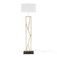Folia Contemporary Floor Lamp in Gold Metal with White Linen Shade and Black Marble Base By LumiSource | Floor Lamps | Modishstore - 8