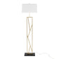 Folia Contemporary Floor Lamp in Gold Metal with White Linen Shade and Black Marble Base By LumiSource | Floor Lamps | Modishstore - 2