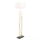 Folia Contemporary Floor Lamp in Gold Metal with White Linen Shade and Black Marble Base By LumiSource | Floor Lamps | Modishstore - 5