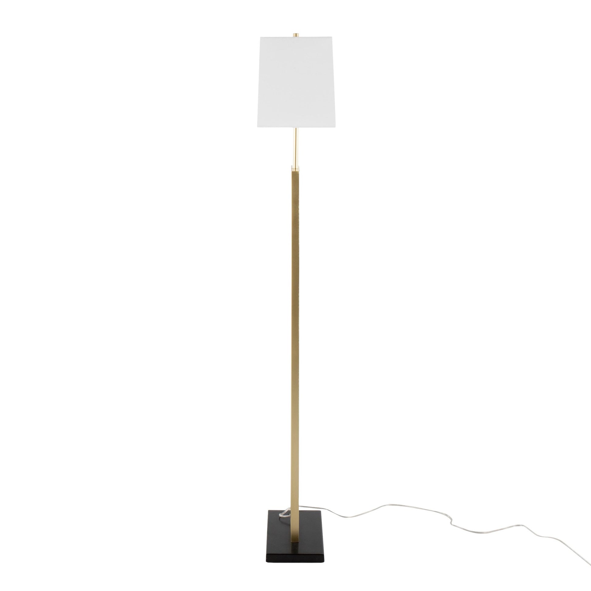Folia Contemporary Floor Lamp in Gold Metal with White Linen Shade and Black Marble Base By LumiSource | Floor Lamps | Modishstore - 6