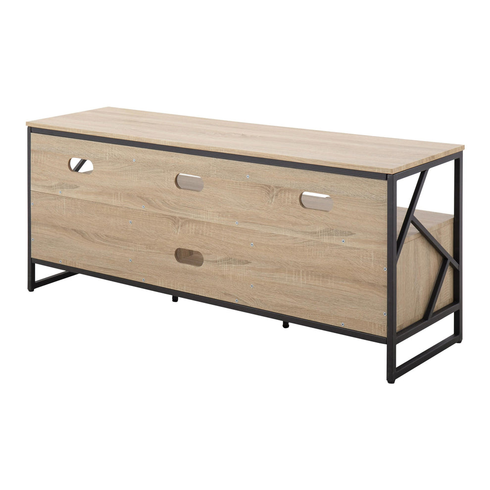 Folia Contemporary TV Stand in Natural Wood and Black Steel By LumiSource | TV Stands | Modishstore - 7