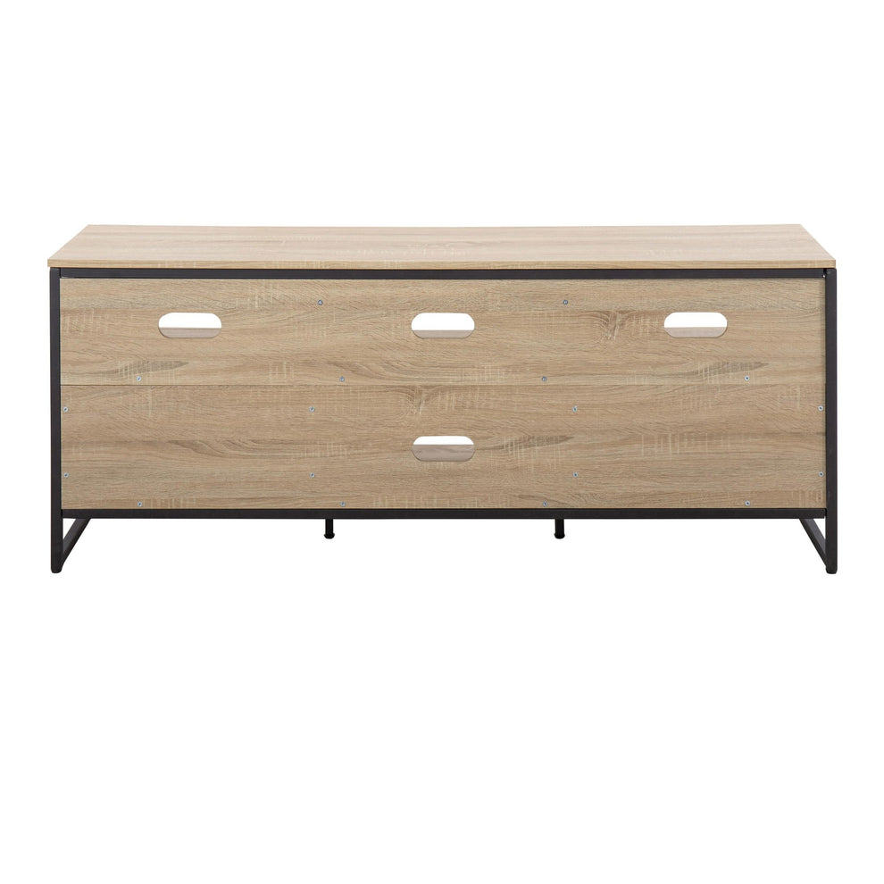 Folia Contemporary TV Stand in Natural Wood and Black Steel By LumiSource | TV Stands | Modishstore - 8