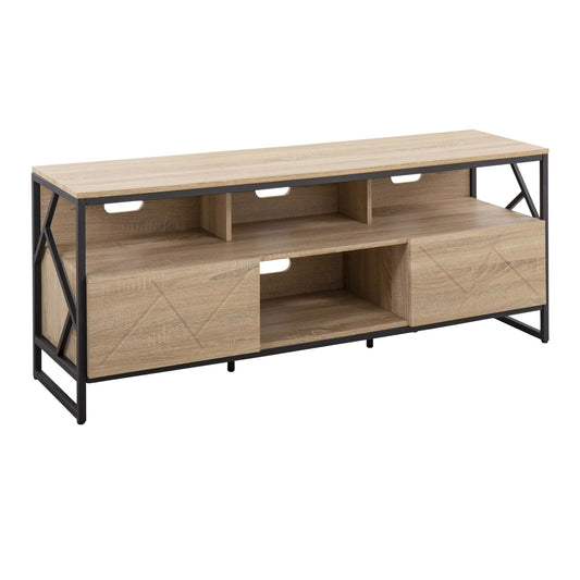 Folia Contemporary TV Stand in Natural Wood and Black Steel By LumiSource | TV Stands | Modishstore