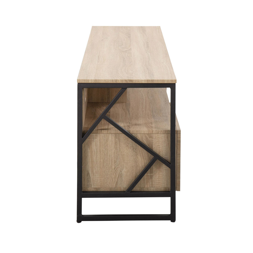 Folia Contemporary TV Stand in Natural Wood and Black Steel By LumiSource | TV Stands | Modishstore - 6