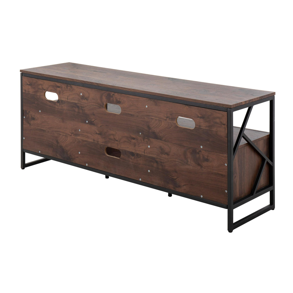 Folia Contemporary TV Stand in Natural Wood and Black Steel By LumiSource | TV Stands | Modishstore - 15