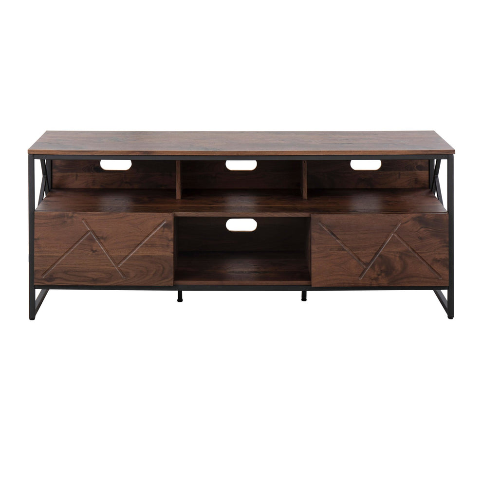 Folia Contemporary TV Stand in Natural Wood and Black Steel By LumiSource | TV Stands | Modishstore - 10