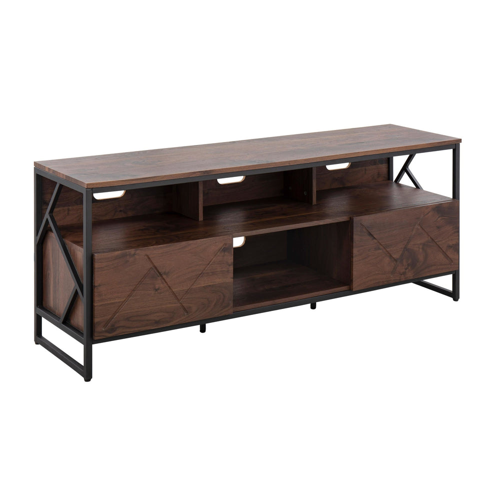 Folia Contemporary TV Stand in Natural Wood and Black Steel By LumiSource | TV Stands | Modishstore - 9