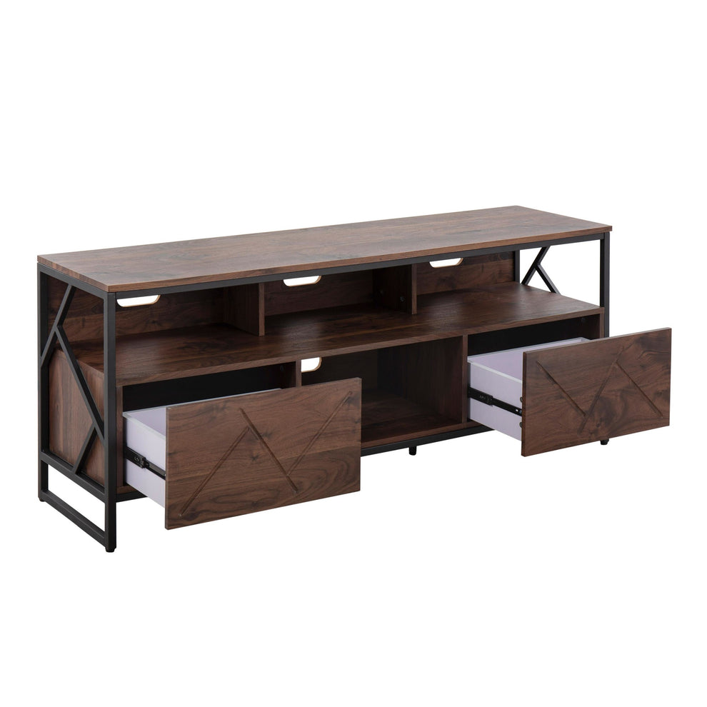 Folia Contemporary TV Stand in Natural Wood and Black Steel By LumiSource | TV Stands | Modishstore - 13