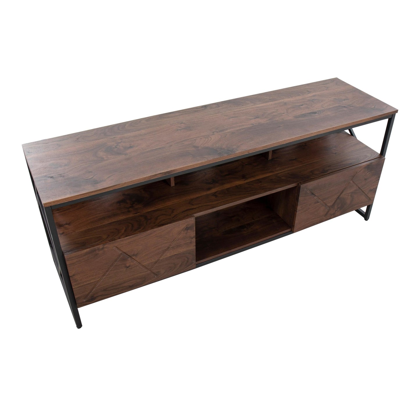 Folia Contemporary TV Stand in Natural Wood and Black Steel By LumiSource | TV Stands | Modishstore - 11