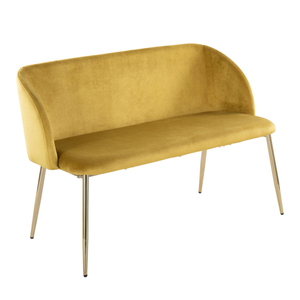 Fran Glam Bench in Gold Metal and Light Blue Velvet By LumiSource | Benches | Modishstore - 8