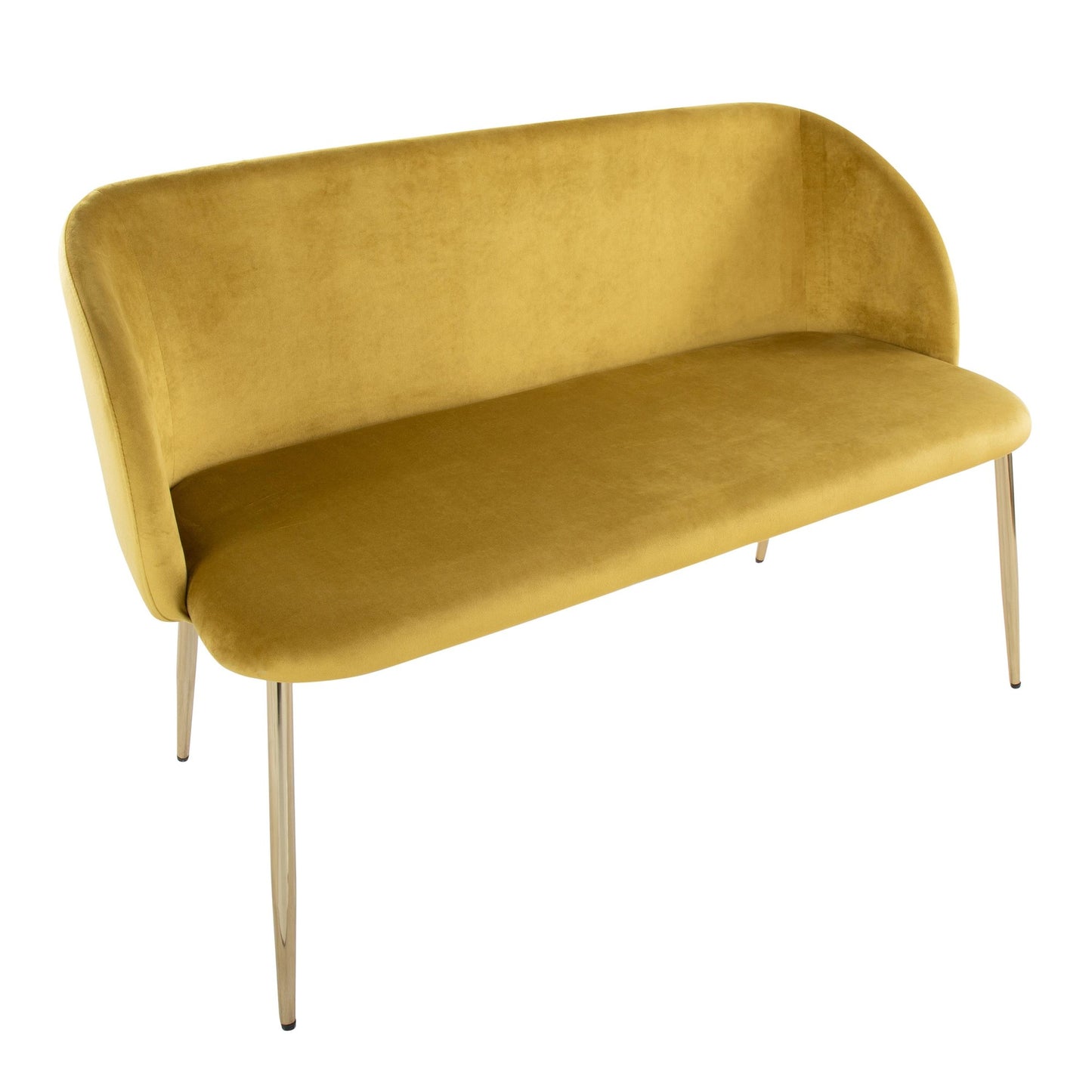 Fran Glam Bench in Gold Metal and Light Blue Velvet By LumiSource | Benches | Modishstore - 9