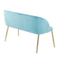 Fran Glam Bench in Gold Metal and Light Blue Velvet By LumiSource | Benches | Modishstore - 5