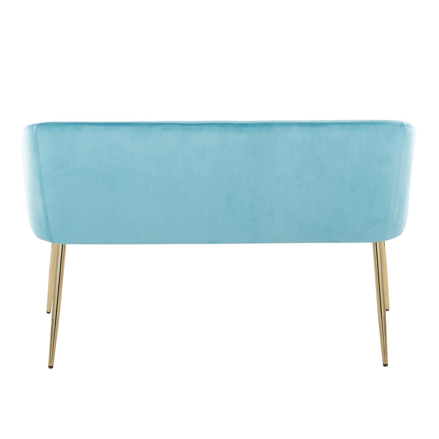 Fran Glam Bench in Gold Metal and Light Blue Velvet By LumiSource | Benches | Modishstore - 6