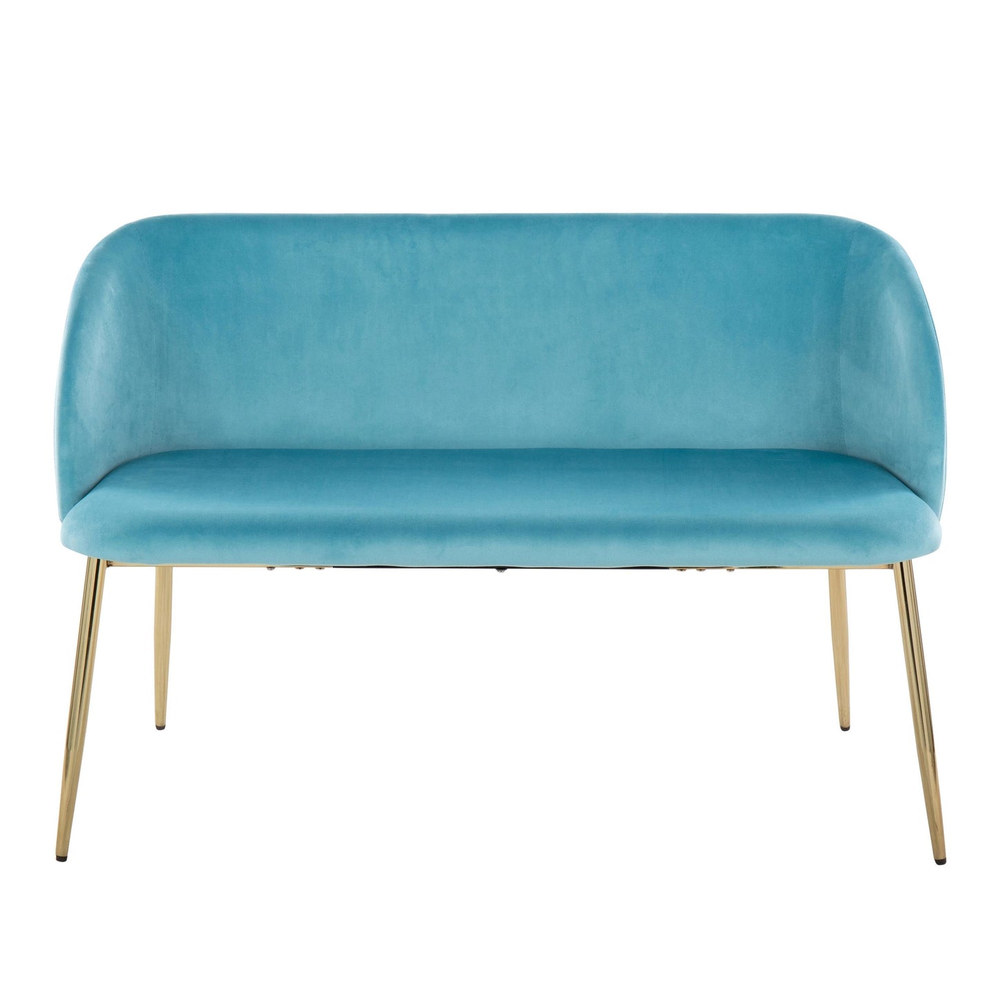 Fran Glam Bench in Gold Metal and Light Blue Velvet By LumiSource | Benches | Modishstore - 7