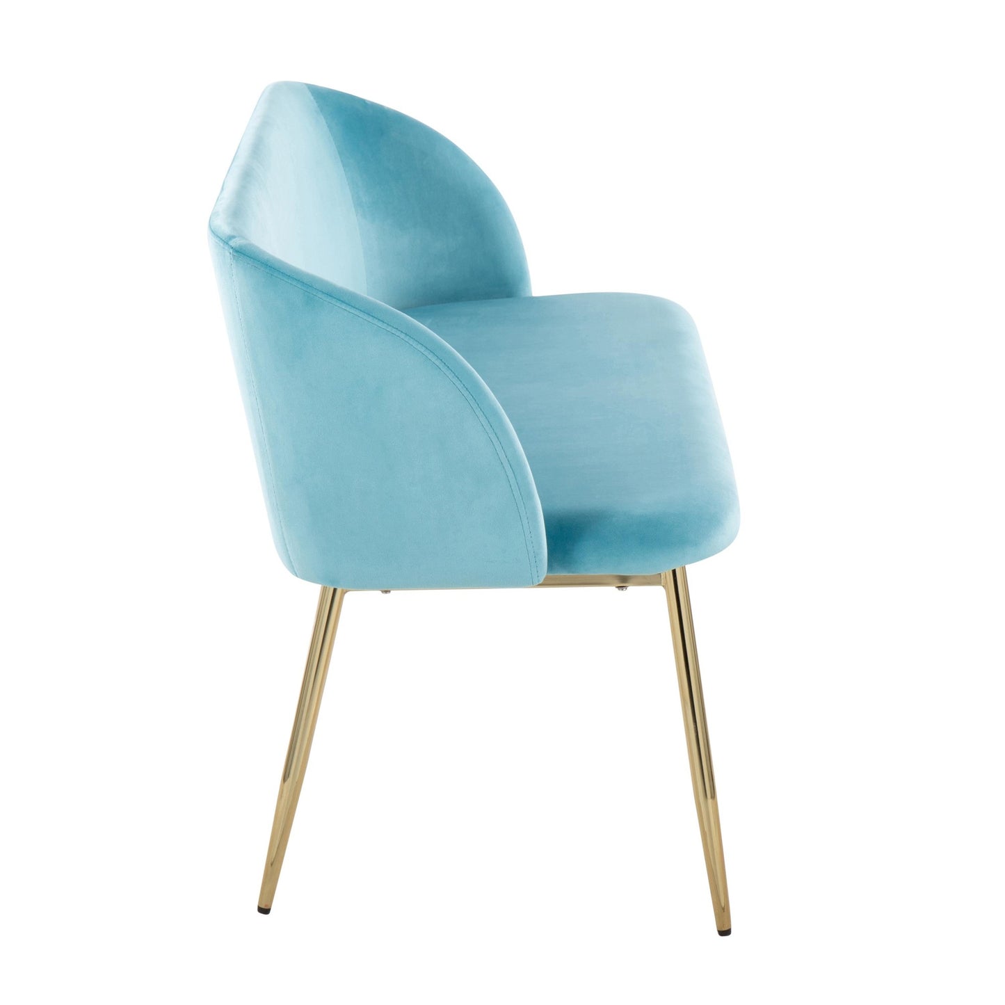 Fran Glam Bench in Gold Metal and Light Blue Velvet By LumiSource | Benches | Modishstore - 4