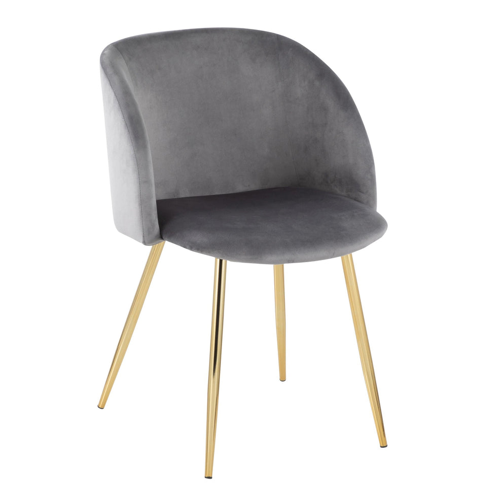 Fran Contemporary Chair in Gold Metal and Silver Velvet By LumiSource - Set of 2 | Dining Chairs | Modishstore - 8