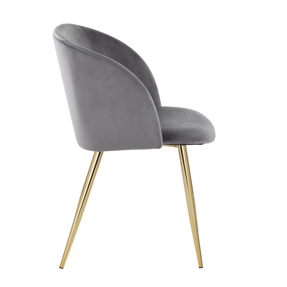 Fran Contemporary Chair in Gold Metal and Silver Velvet By LumiSource - Set of 2 | Dining Chairs | Modishstore - 9